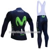 Set Fietsshirt Lange Mouw + Lange Koersbroek 2017 Movistar Team N001